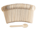 2160x 11cm Small Disposable Wooden Spoons - Mini Strong Dessert Cutlery (Bulk Pack)