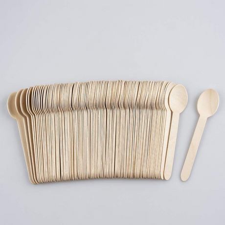 2160x 11cm Small Disposable Wooden Spoons - Mini Strong Dessert Cutlery (Bulk Pack)