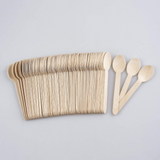 2160x 11cm Small Disposable Wooden Spoons - Mini Strong Dessert Cutlery (Bulk Pack)