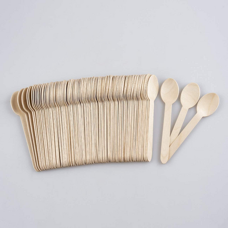 2160x 11cm Small Disposable Wooden Spoons - Mini Strong Dessert Cutlery (Bulk Pack)
