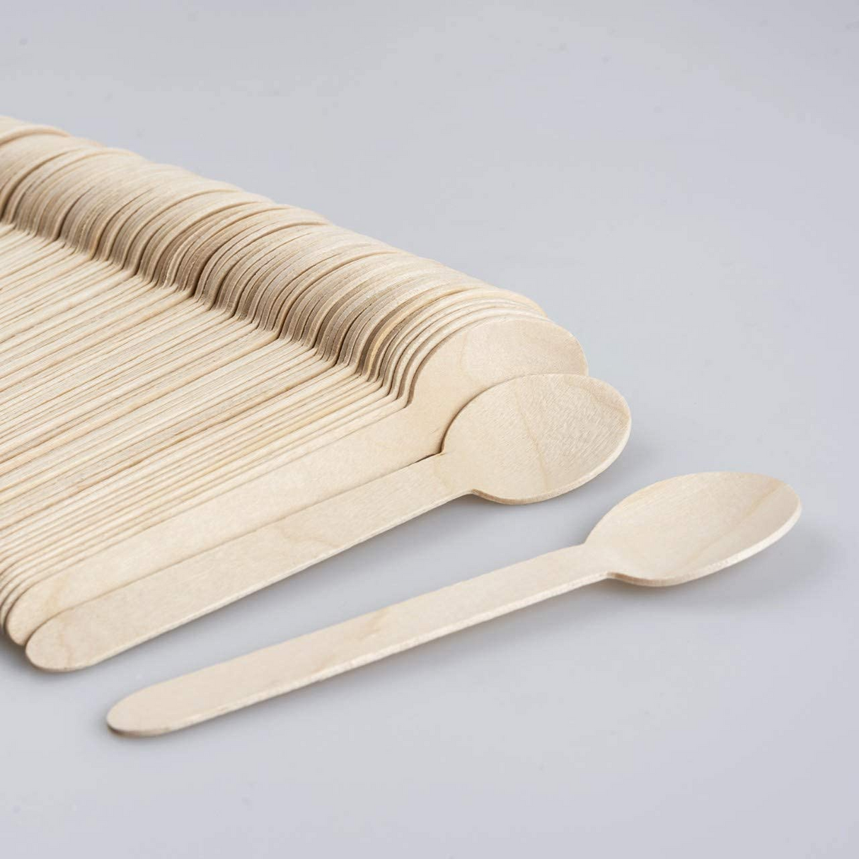2160x 11cm Small Disposable Wooden Spoons - Mini Strong Dessert Cutlery (Bulk Pack)