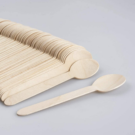 2160x 11cm Small Disposable Wooden Spoons - Mini Strong Dessert Cutlery (Bulk Pack)