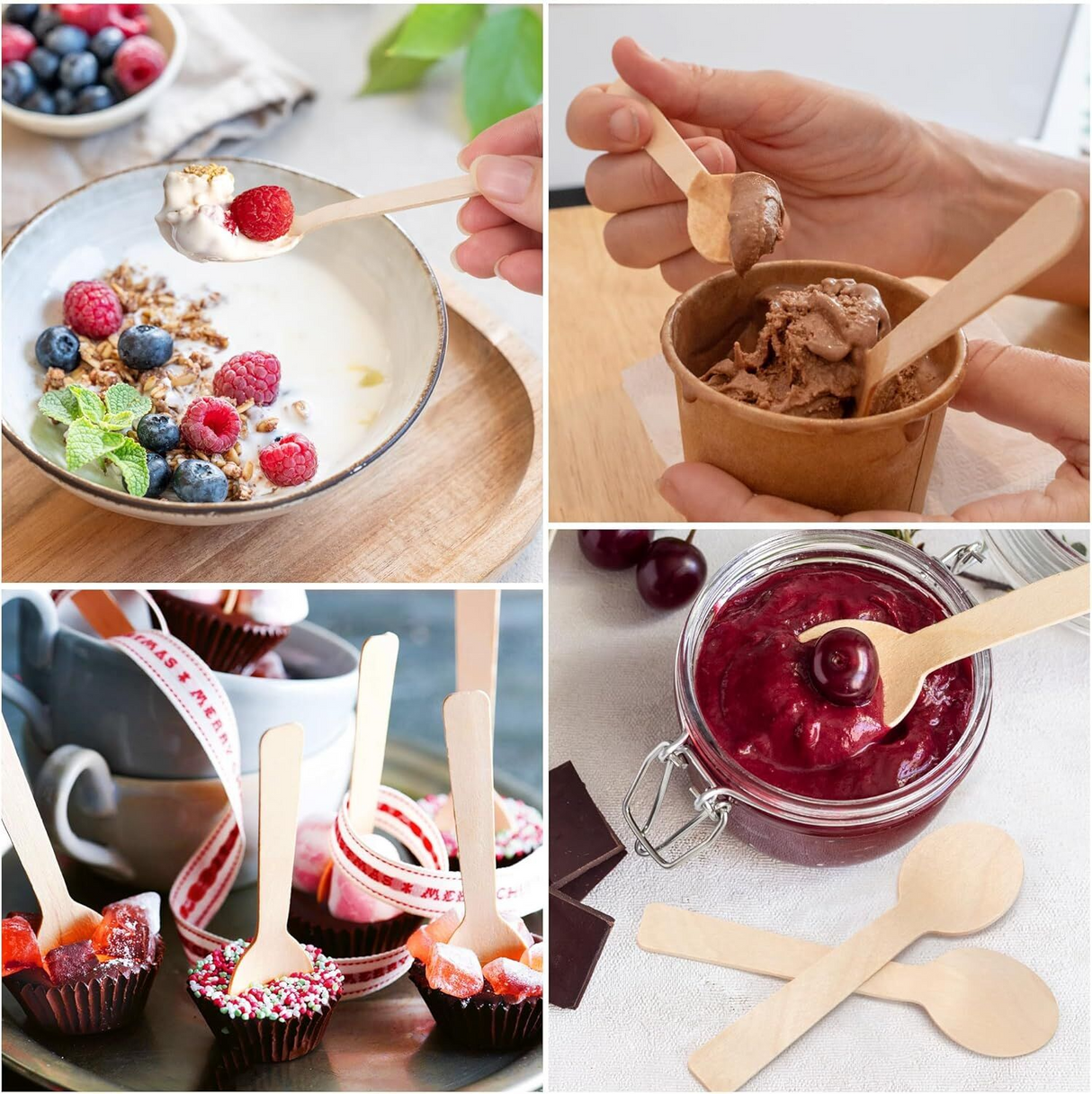 1800pcs 16cm Disposable Wooden Spoons - Eco Friendly Cutlery - Extra Strong (Bulk)