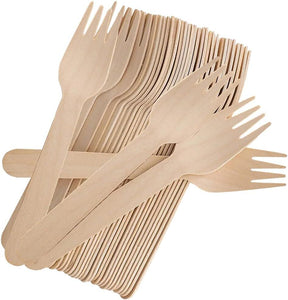 2400pcs 16cm Disposable Wooden Forks - Eco Friendly Cutlery - Extra Strong (Bulk)