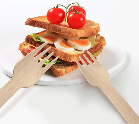 2400pcs 16cm Disposable Wooden Forks - Eco Friendly Cutlery - Extra Strong (Bulk)