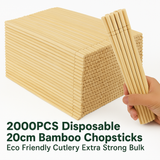 2000pcs 20cm Disposable Bamboo Chopsticks - Eco Friendly Cutlery - Extra Strong (Bulk)