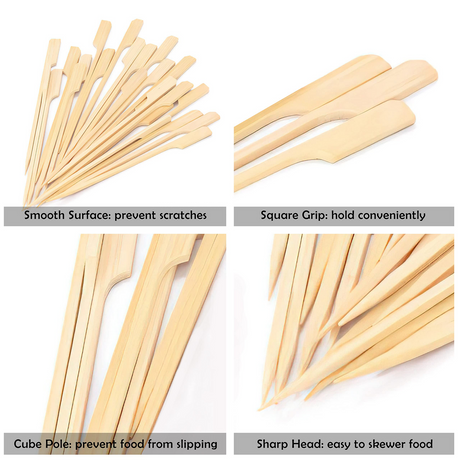 1800x 25cm Bamboo Wooden Flat Paddle Skewers -  Disposable BBQ/Fruit/Kebab/Cocktail Sticks (Bulk)