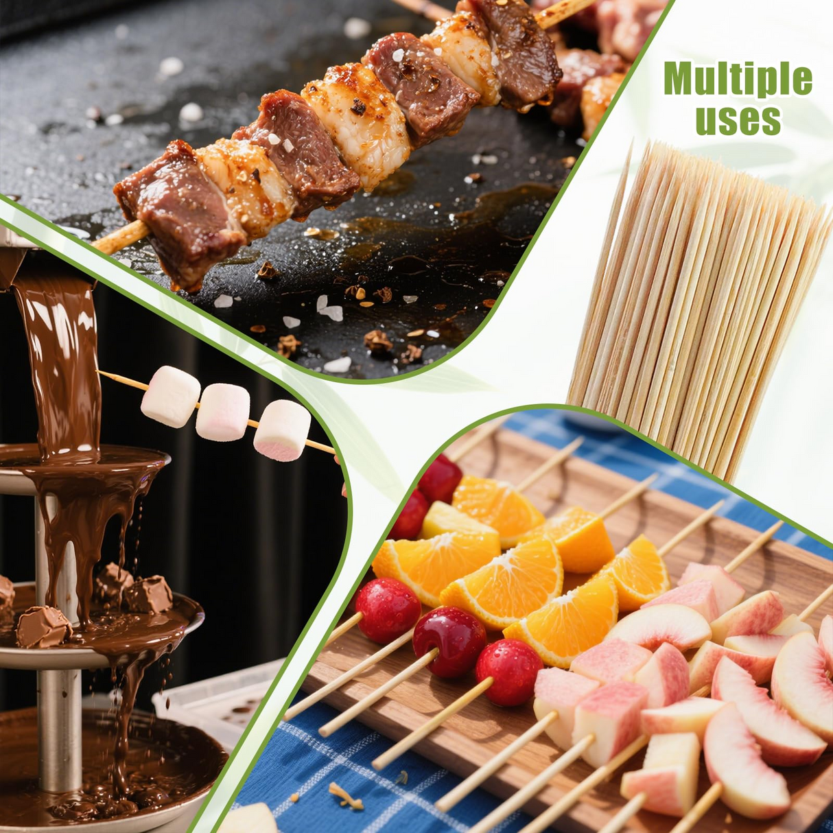 2800x 35cm Round Wooden Bamboo Skewers - Disposable BBQ/Kebab/Satay Meat Sticks (Bulk Pack)