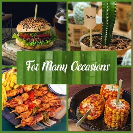 900x 35cm Flat Wooden Bamboo Skewers - Disposable BBQ/Kebab/Satay Meat Sticks (Bulk)