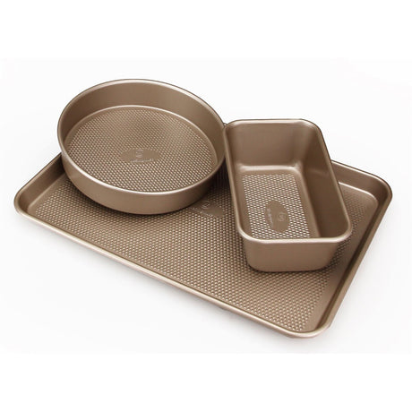 Westinghouse 3 Piece Carbon Steel Baking Set with Textured Pan Tray & Loaf