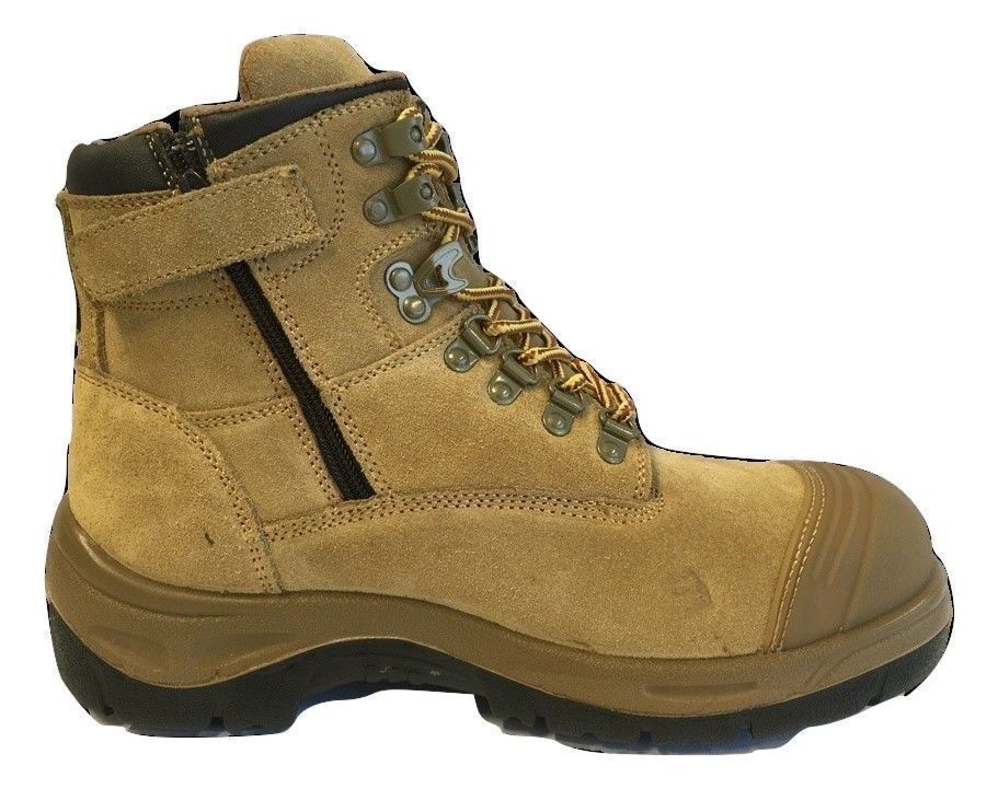 WOODLANDS Darwin Steel Cap Toe Safety BOOTS Side Zip Original Work Trade Shoes - Wheat
