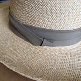 Ecudorian Panama Straw Fedora Hat - Natural & Taupe (Made in USA)