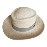Ecudorian Panama Straw Fedora Hat - Natural & Taupe (Made in USA)