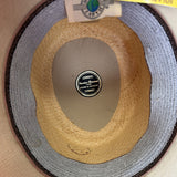 Ecudorian Panama Straw Fedora Hat - Natural & Taupe (Made in USA)