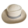 Ecudorian Panama Straw Fedora Hat - Natural & Taupe (Made in USA)