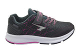Sfida Weave Girls V Strap Knit Runners - Charcoal/Fuchsia (Kids US 2)