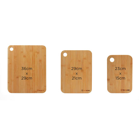 Westinghouse 3 Piece Bamboo Chopping Board Set Reversible Water Resistant