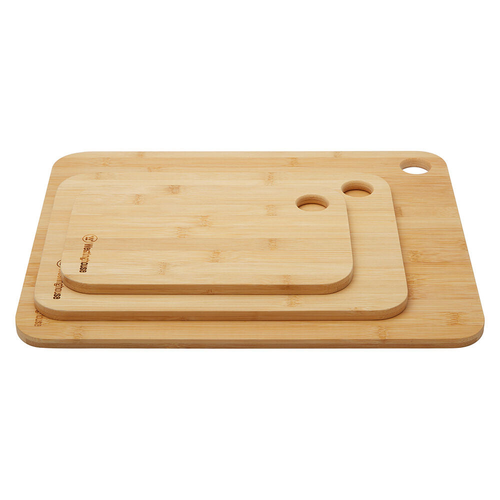 Westinghouse 3 Piece Bamboo Chopping Board Set Reversible Water Resistant
