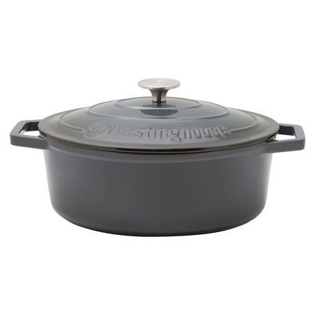 Westinghouse 5L 30cm Oval Cast Iron Pot Casserole in Ombre Grey