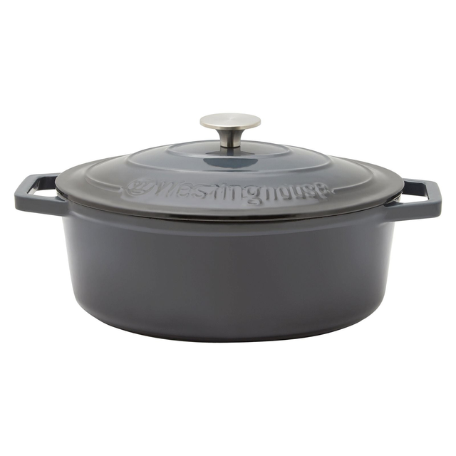 Westinghouse 5L/30cm Cast Iron Oval Casserole Pot - Ombre Grey (WHCIPO3002G)