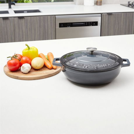 Westinghouse 4L 30cm Oval Cast Iron Pot in Shallow Grey