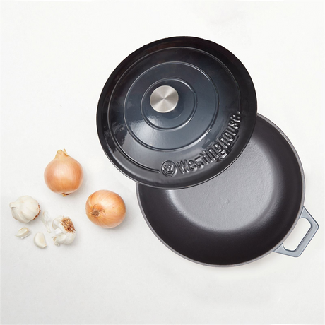 Westinghouse 4L 30cm Oval Cast Iron Pot in Shallow Grey