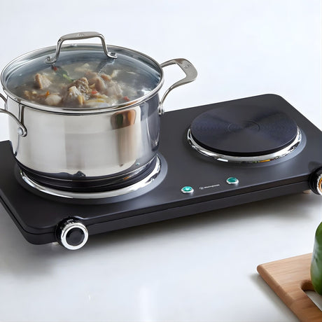 Westinghouse Dual Electric Hot Plate Easy Operation Cast Iron Plate (WHEHP02K)