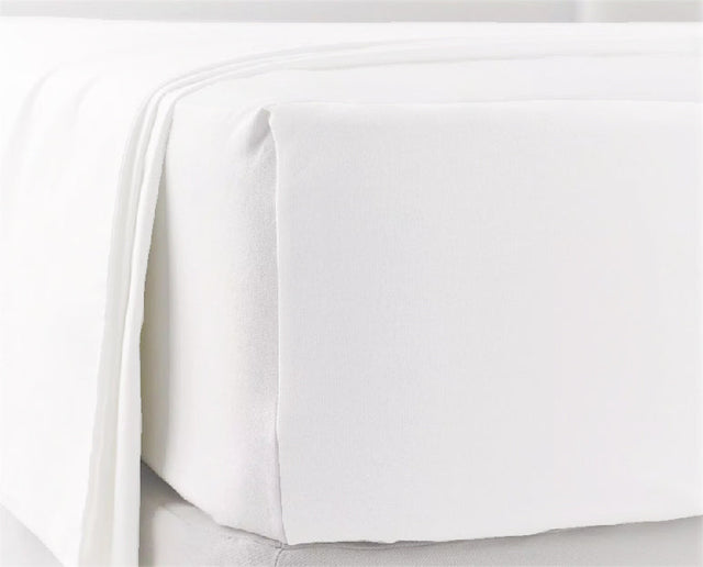 100% Cotton Percale Sheet Set - Fitted & Flat Sheets + Pillowcases - White