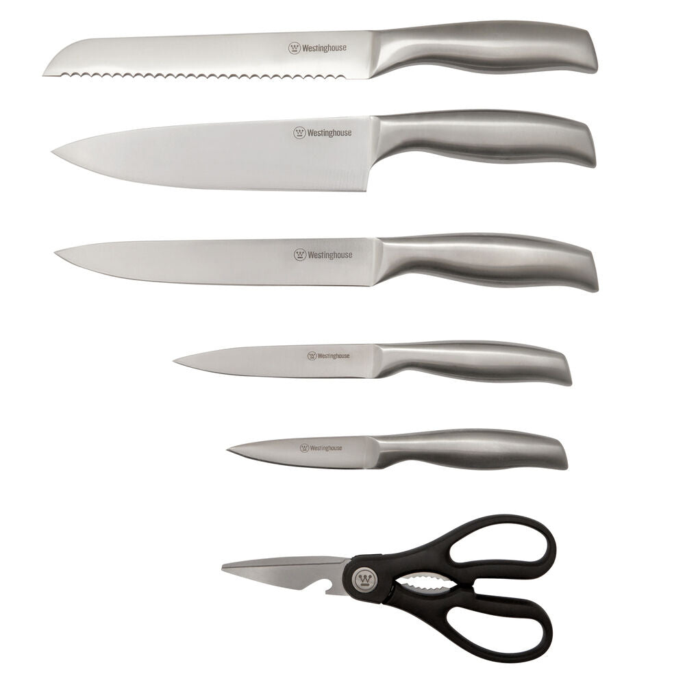 7-Piece Westinghouse Stainless Steel & Acacia Knife Block Set 