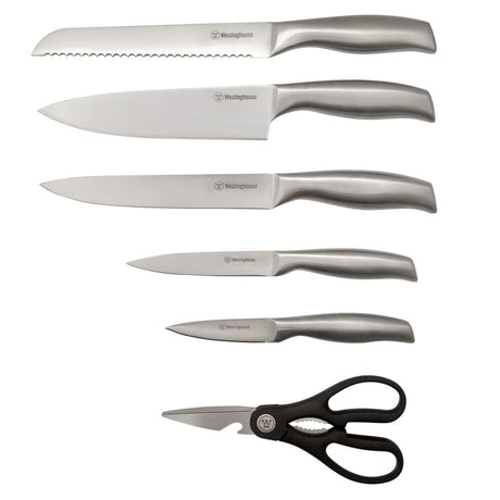 7-Piece Westinghouse Stainless Steel & Acacia Knife Block Set 