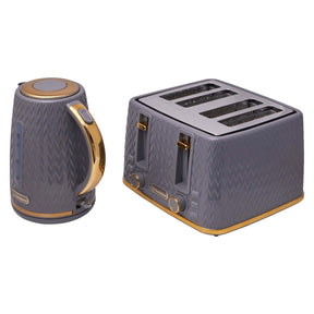 Westinghouse 1.7L Kettle & 4 Slice Toaster Pack Grey/Gold Zig Zag Pattern - WHKTPK13GG