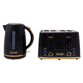 Westinghouse 1.7L Kettle & 4 Slice Toaster Pack Black/Gold Zig Zag Pattern - WHKTPK13KG
