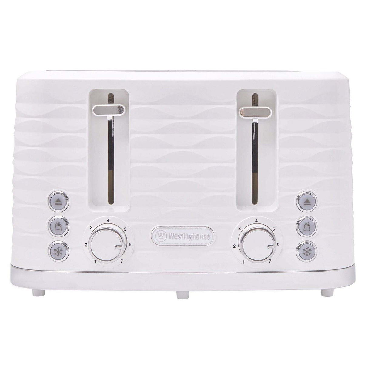 Westinghouse 1.7L Kettle & 4 Slice Toaster Pack White/Silver Wave Pattern