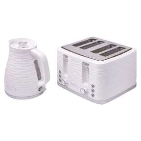 Westinghouse 1.7L Kettle & 4 Slice Toaster Pack White/Silver Wave Pattern - WHKTPK14W