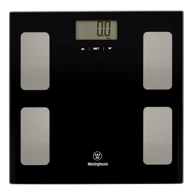 Westinghouse 150kg Bathroom Scales Bath Personal Tempered Glass Digital in Black - WHPS02K