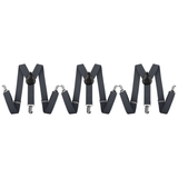 3x Black 35mm Wide Suspenders Bulk Pack - Unisex Adjustable Clip On Elastic Y-Back Braces
