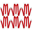 6x Red 35mm Wide Suspenders Bulk Pack - Unisex Adjustable Clip On Elastic Y-Back Braces