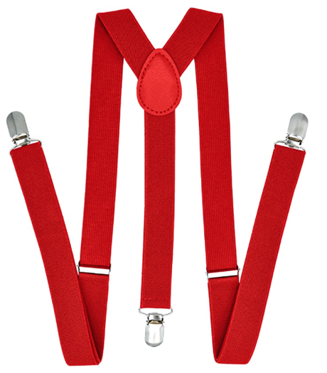 3x Red 35mm Wide Suspenders Bulk Pack - Unisex Adjustable Clip On Elastic Y-Back Braces