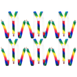 6x Rainbow 35mm Wide Suspenders Bulk Pack - Unisex Adjustable Clip On Elastic Y-Back Braces