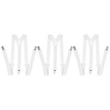 3x White 35mm Wide Suspenders Bulk Pack - Unisex Adjustable Clip On Elastic Y-Back Braces