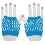 2pcs Golden Blonde Bullet Wig + Blue Fishnet Gloves Set - 70s/80s Womens (Costume Party)