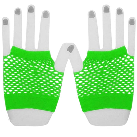 2Pcs Set Golden Blonde Bullet Wig + Fishnet Gloves 70s 80s Womens Costume Party - FLUROGREEN - One-Size