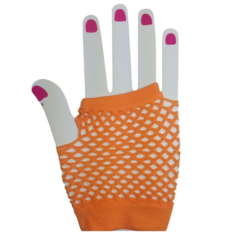 2Pcs Set Golden Blonde Bullet Wig + Fishnet Gloves 70s 80s Womens Costume Party - Orange