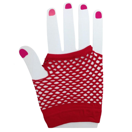 2Pcs Set Golden Blonde Bullet Wig + Fishnet Gloves 70s 80s Womens Costume Party - Red - One-Size