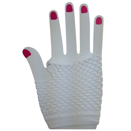 2Pcs Set Golden Blonde Bullet Wig + Fishnet Gloves 70s 80s Womens Costume Party - White - One-Size