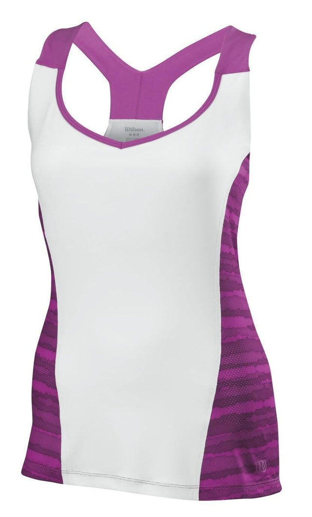 WILSON Womens Cardiff Wavy Print Tennis Tank Top T Shirt Tee WR3121200 - White - S