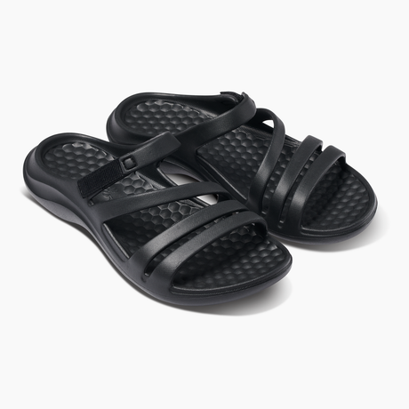 Joybees Womens Lakeshore Swiftwater Sandals Flip Flops Thongs in Solid Black/Black