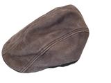 Scala Mens Leather Driving Flat Cap Lined Hat - Chocolate Brown - S/M