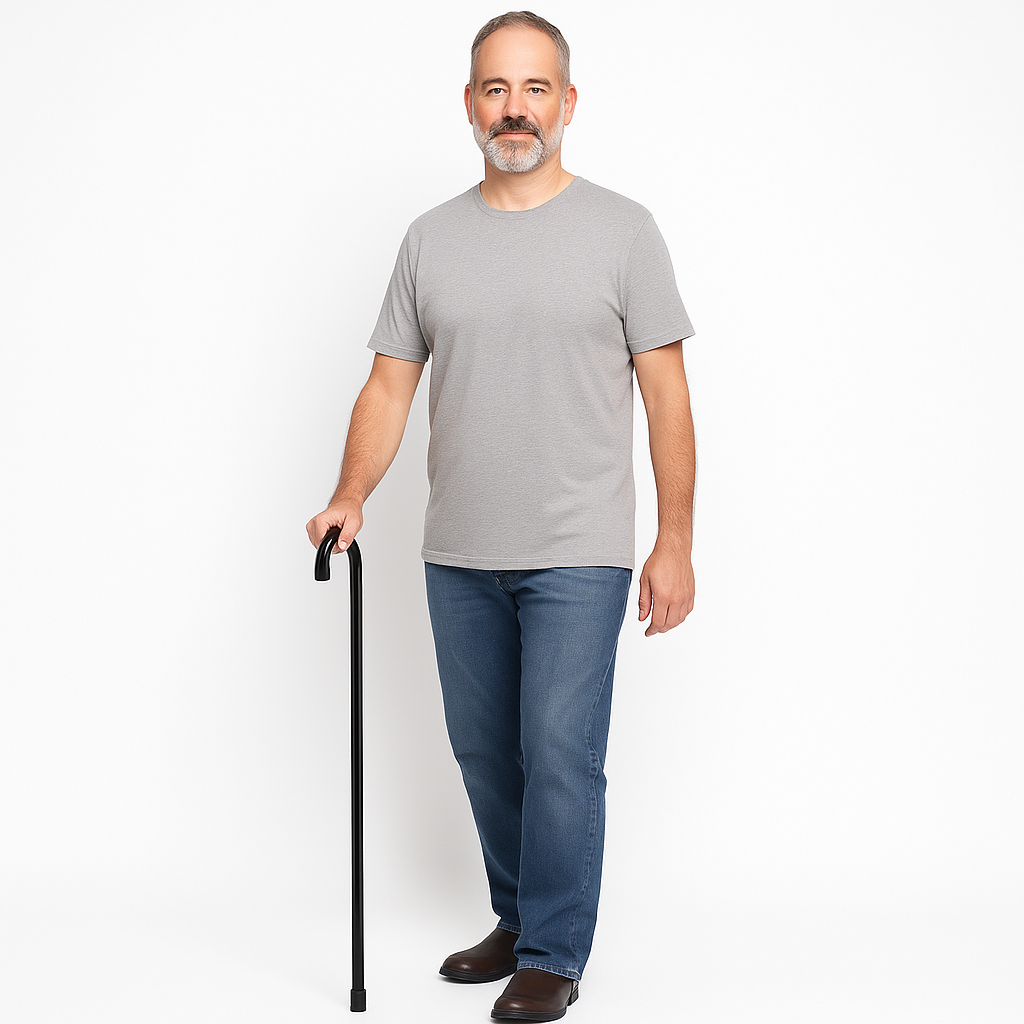 93cm WOODEN WALKING STICK Wood Cane Pole Carved Varnished Deluxe Sturdy - Black