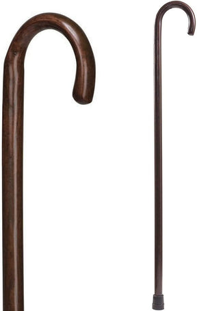 93cm Mahogany Wooden Walking Stick - Sturdy Varnished Carved Cane Pole